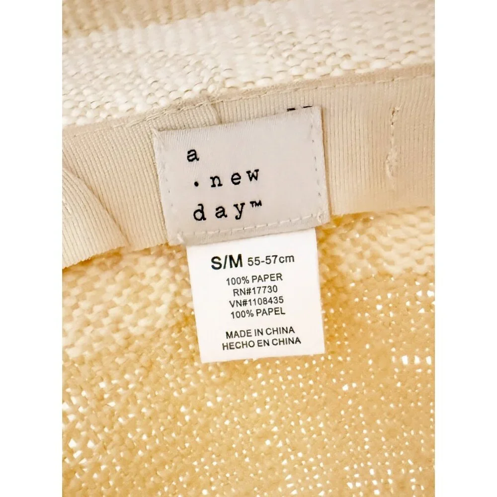 A New Day Striped Floppy Brim Beach Hat Cream Color S/M - Picture 5 of 9